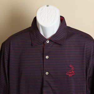 Tartan Collection Pinehurst Men's blue & red stripe performace golf polo shirt L